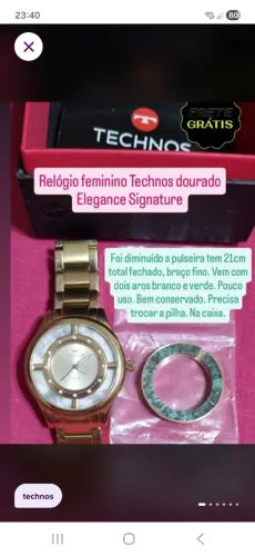 Relógio dourado feminino pouco uso