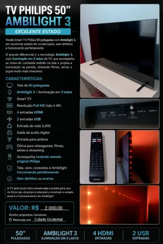 Vendo Smart TV 50 polegadas