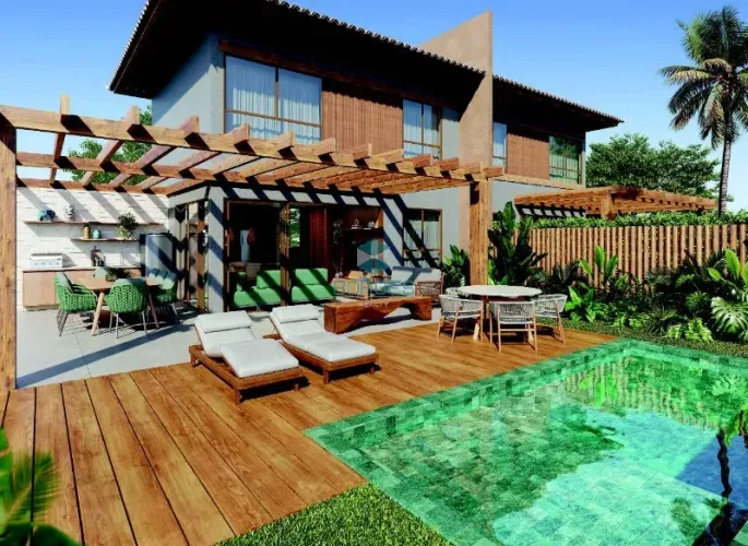 Essenze Praia do Forte - 3 quartos sendo 2 suítes, casas duplex de alto padrão