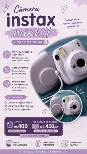 Câmera Instax Mini 11 + Case Original