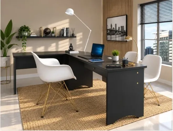 Mesa Simply White Office Em L. L140cm x P110cm x A74cm.