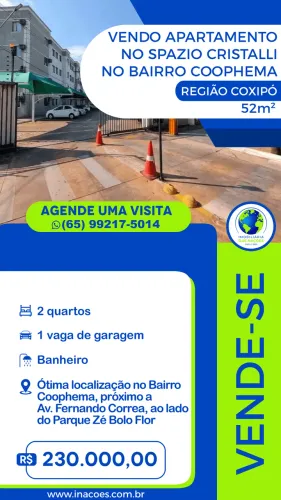 Vendo Apartamento no Spazio Cristalli no Bairro Coophema - Região Coxipó