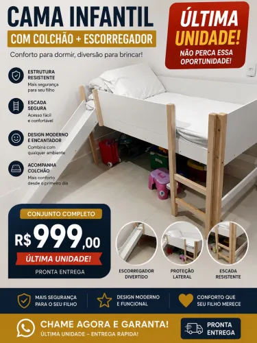 Cama escorregador infantil 