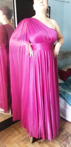 Vestido Longo de Festa Marsala Plus Size Um Ombro Só