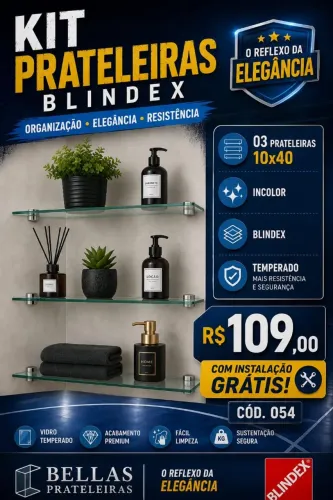 Kits blindex para banheiro com entrega e instalação 