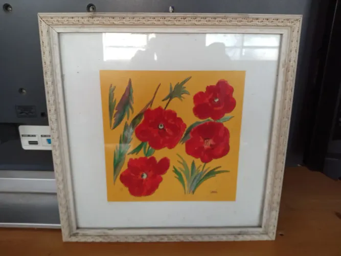 Quadro Gravura com Moldura de Madeira e Vidro 