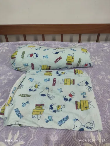 Lençol de malha do Snoopy novo tamanho casal padrão com duas fronhas 