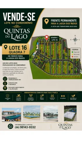 LOTE NO QUINTAS DO LAGO-250M² - EXCELENTE OPORTUNIDADE.