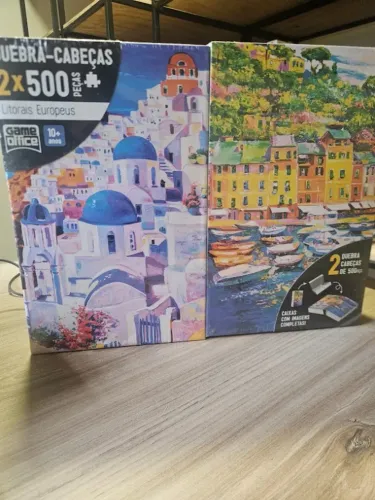 Quebra Cabeça com 500 peças Litorais Europeus Game Office Kit com 2