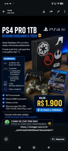 Ps4 pro edição Star Wars Blattlefront 2
