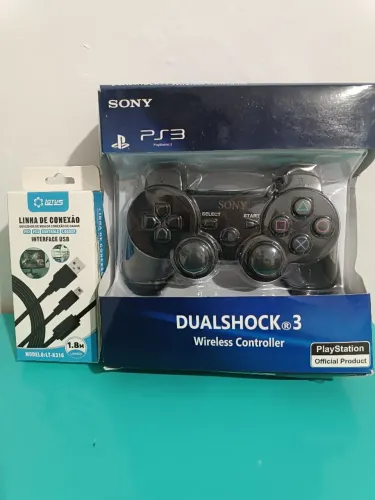 Controle PS3 sem fio + Cabo de 1,8m para parear, carregar e jogar enquanto carrega (Novos)
