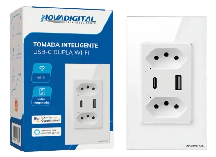 Tomada Inteligente USB-C + Instalação Inclusa