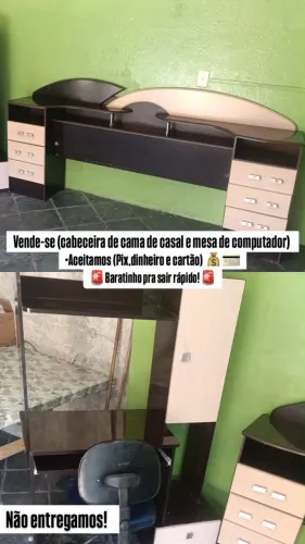 Vendo cabeceira de cama de casal e mesa de computador