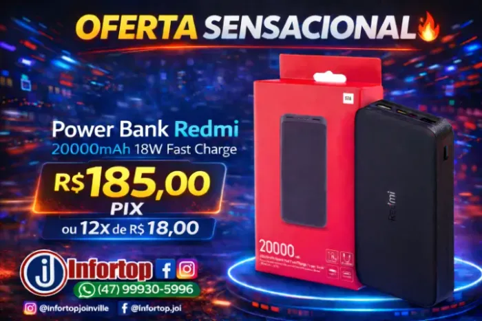 Carregador Portátil Mi Power Bank Xiaomi 20000mah Original, lacrado e garantia 