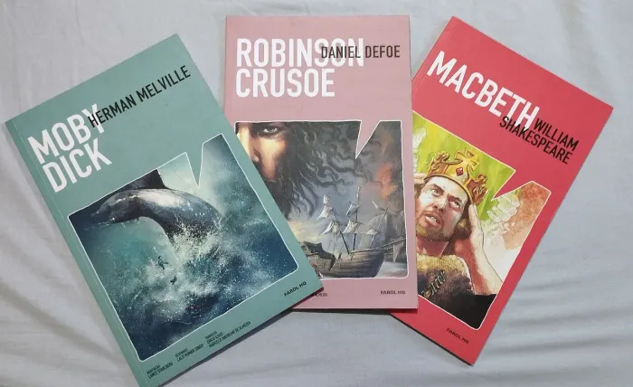 Coleção Farol HQ c/ 3 clássicos, literatura em quadrinhos HQs - Shakespeare, Moby Dick...