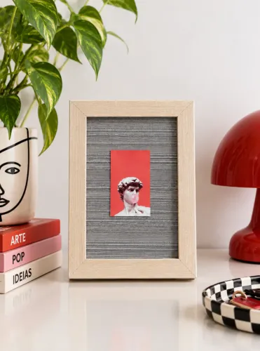 Quadro Decorativo Davi de Michelangelo Chiclete Pop Art Moldura Madeira 12x17