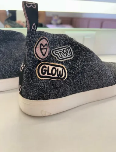 tênis tweenie de pano cano alto glitter