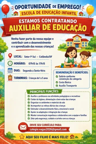 Contratações para auxiliar de educação