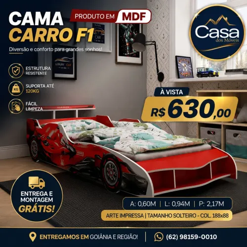 Cama carro fórmula 1