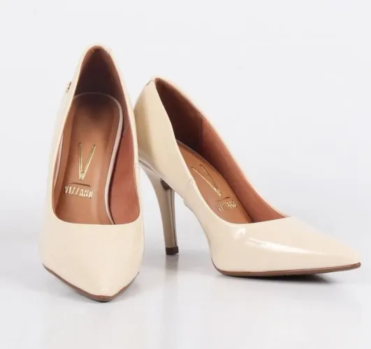 Sapato Scarpan Verniz Vizzano Cor Creme Salto 9Cm Novo