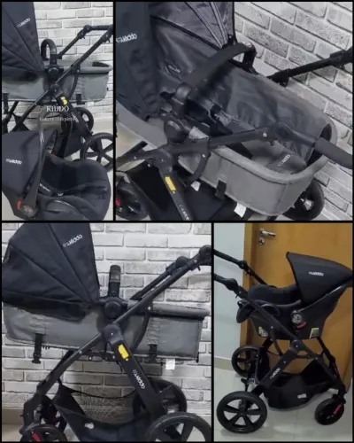 Carrinho de bebe Kiddo Galaxy com bebe conforto, base para o carro e colchões para o moise