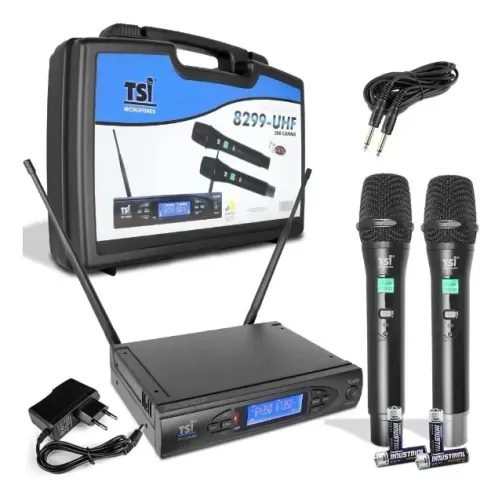 Microfone Dinâmico Sem Fio TSI 8299-UHF Supercardioide