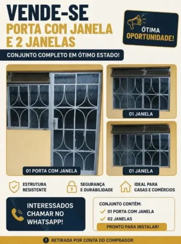 CONJUNTO 3 JANELAS E 1 PORTA