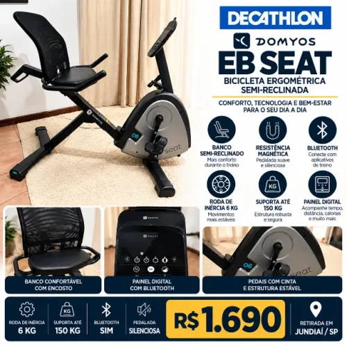 Bicicleta Ergométrica Domyos EB Seat Decathlon - Semi-Reclinada