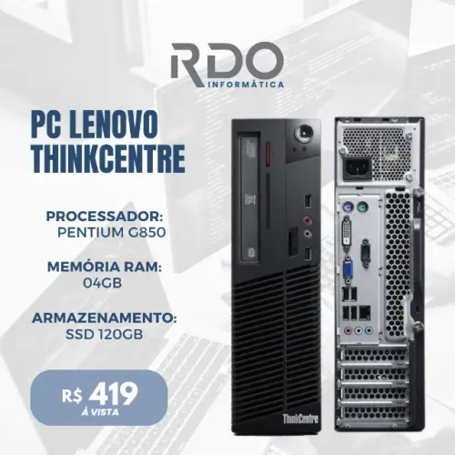 PC Lenovo Pentium G850 04GB SSD 120GB - Ideal para Atendimento de Caixa