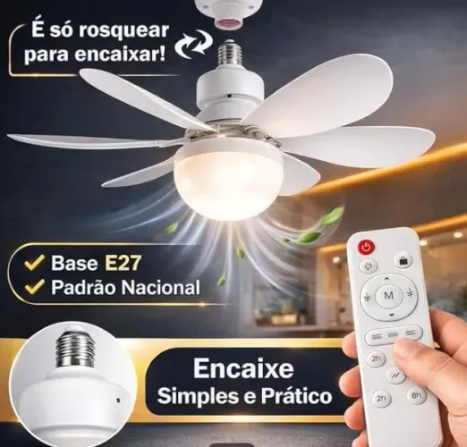 Ventilador com Lâmpada de Teto ce Controle Remoto Inteligente