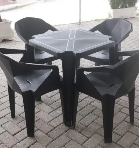 JOGO DE MESAS DIAMOND PRETO COM 4 CADEIRAS, SEMI NOVO