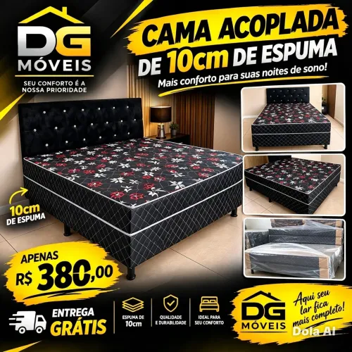 CAMA ACOPLADA DE CASAL 10CM DE ESPUMA