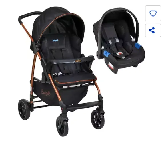 Carrinho de Bebê Burigotto com bebê conforto