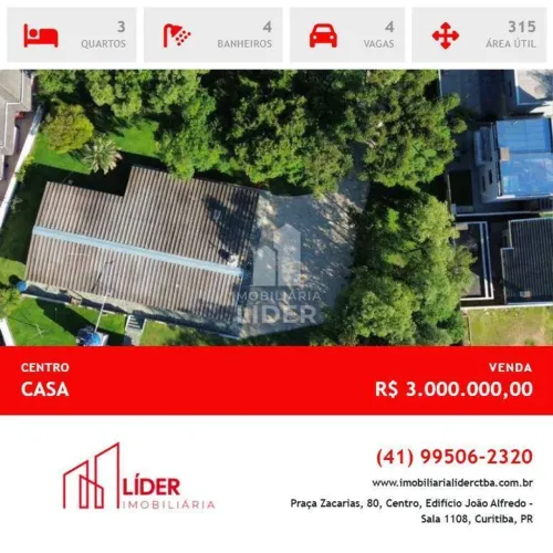 Imóvel único no centro de Colombo, com terreno excepcional de 3.141 m²