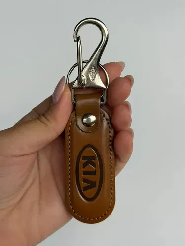 Chaveiro Carro Couro Luxo Com Gancho Automotivo Kia Marrom