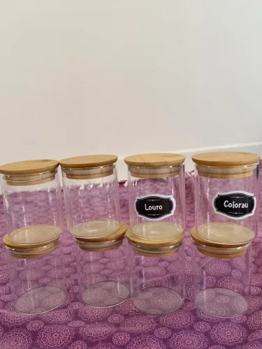 Kit 8 potes tempero vidro 