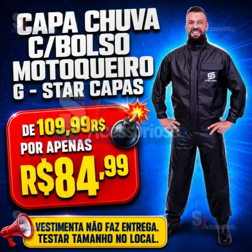 Capa de Chuva com Bolso para Motoqueiro G-Star Capas