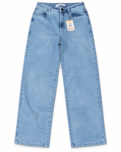 Calça Jeans Feminina WIDE LEG; cor: marmorizado; Venda com Etiqueta Tam. 42.