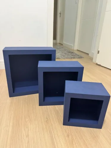 KIT 3 NICHOS QUADRADOS AZUL-MARINHO | DECORAÇÃO MODERNA