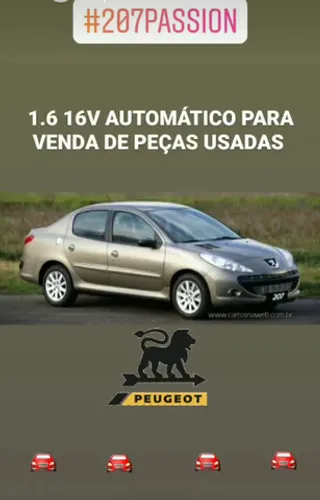 Sucata Peugeot 207 passion 1.616v 12 para retirada de peças