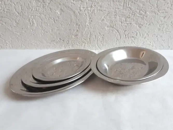 Kit 5 Travessas Inox De Boa Qualidade  Antiga Tramontina Borda Lisa