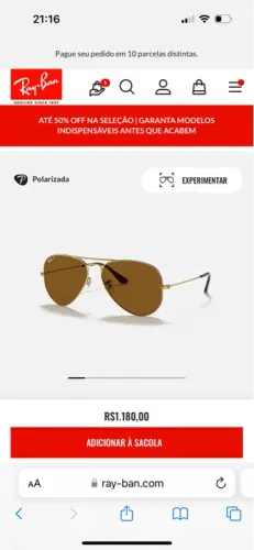 Óculos Rayban original gradient Marrom 