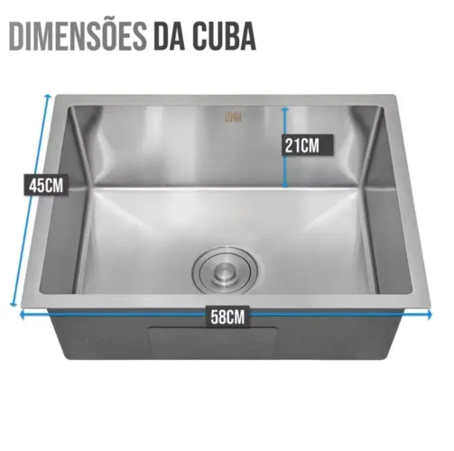 Cuba de cozinha pia de cozinha pia de embutir ou sobrepor Inox 304