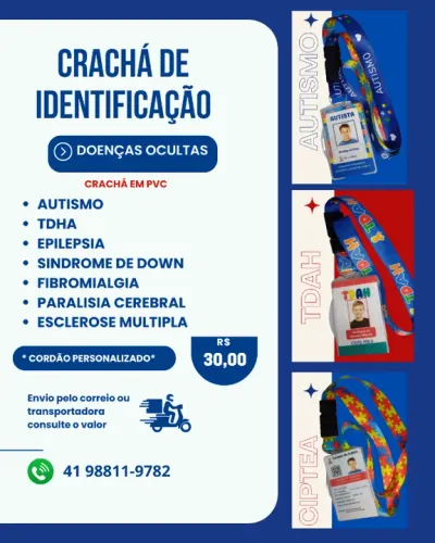 Crachás de identificação para AUTISMO e outros