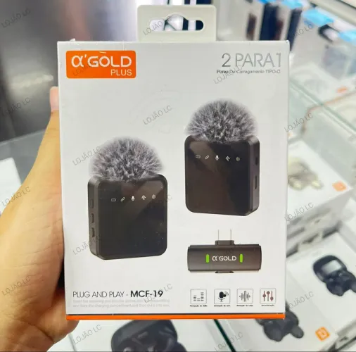 Microfone lapela iOS e tipo C agold
