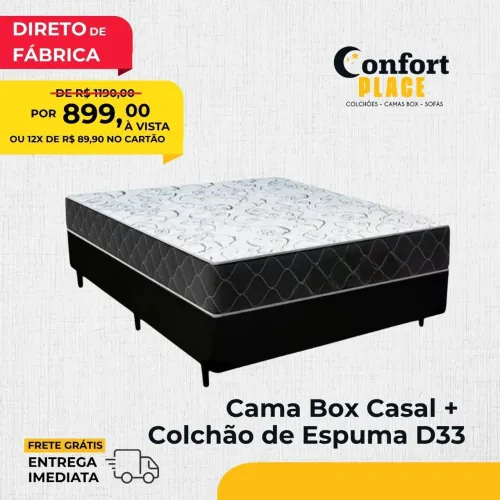 CAMA BOX CASAL COM COLCHAO ESPUMA D33