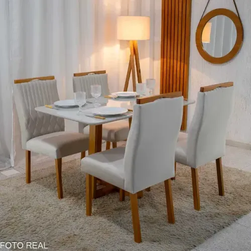 Mesa Pedro 4 Cadeiras 1,20m   Madeira Maciça   | Pronta   Entrega   | Pague na Entrega