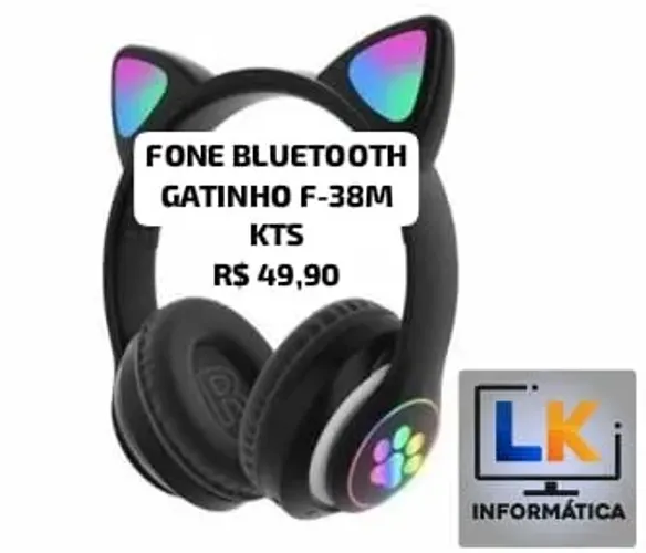 Fone de ouvido Gatinho com Bluetooth