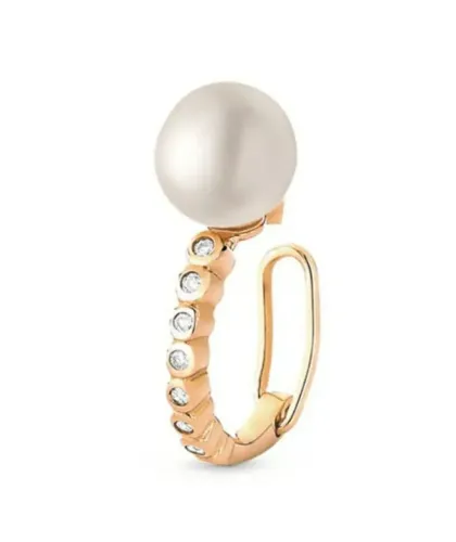 PIERCING EM OURO ROSÉ, COM PÉROLA E DIAMANTES, DE PRESSÃO, COLEÇÃO UNA, MARCA VIVARA.