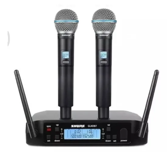 Microfone profissional sem fio duplo shure glxd24 b58a